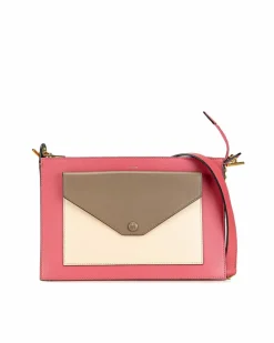 Cross-Body Bags*Celine Preloved Leather Pocket Envelope Zip Crossbody Bag with Chain Strap Pink
