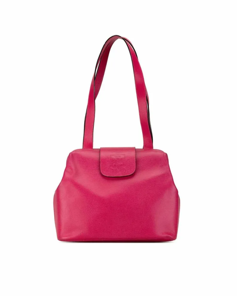 Shoulder Bags*Celine Preloved Leather Shoulder Bag with Triomphe Clasp and Interior Zip Pink