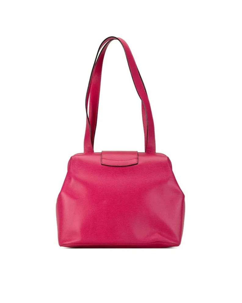 Shoulder Bags*Celine Preloved Leather Shoulder Bag with Triomphe Clasp and Interior Zip Pink