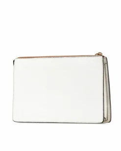 Clutch Bags*Fendi Preloved Logo Mania Leather Clutch with Interior Zip and Slip Pockets White
