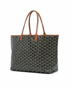 Tote Bags*Goyard Preloved Luxury Coated Canvas Tote with Leather Trim Black