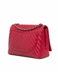 Shoulder Bags*Chanel Preloved Maxi Chevron Quilted Lambskin Single Flap Shoulder Bag with Pink