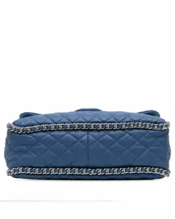 Shoulder Bags*Chanel Preloved Maxi Lambskin Chain Around Flap Shoulder Bag Blue