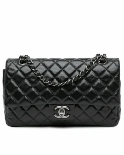 Shoulder Bags*Chanel Preloved Medium Classic Distressed Patent Double Flap Shoulder Bag Black
