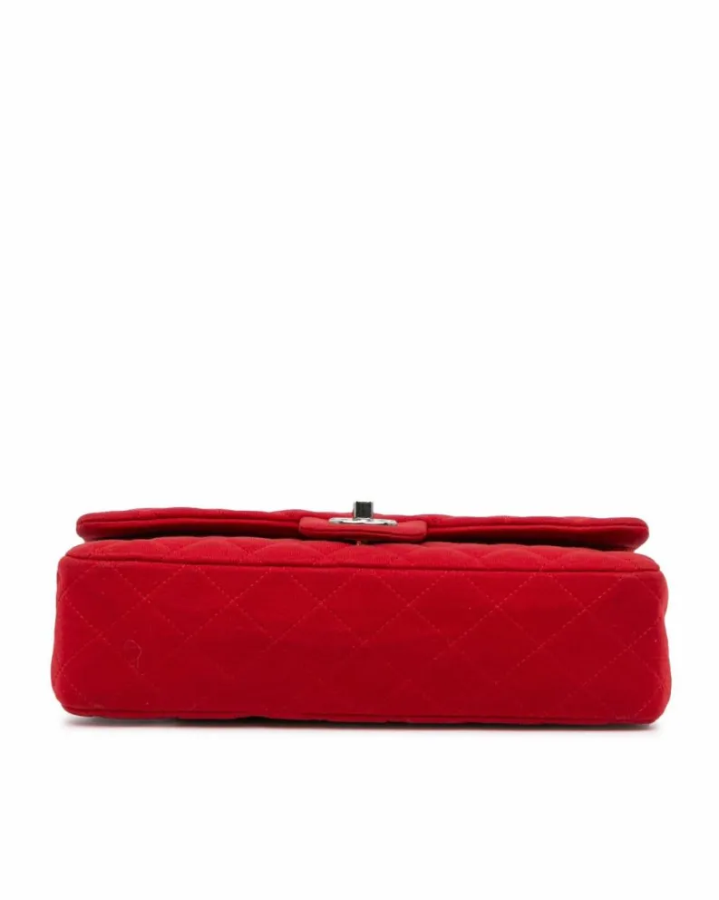 Shoulder Bags*Chanel Preloved Medium Classic Jersey Double Flap Shoulder Bag with Quilted Red