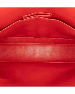 Shoulder Bags*Chanel Preloved Medium Classic Jersey Double Flap Shoulder Bag with Quilted Red