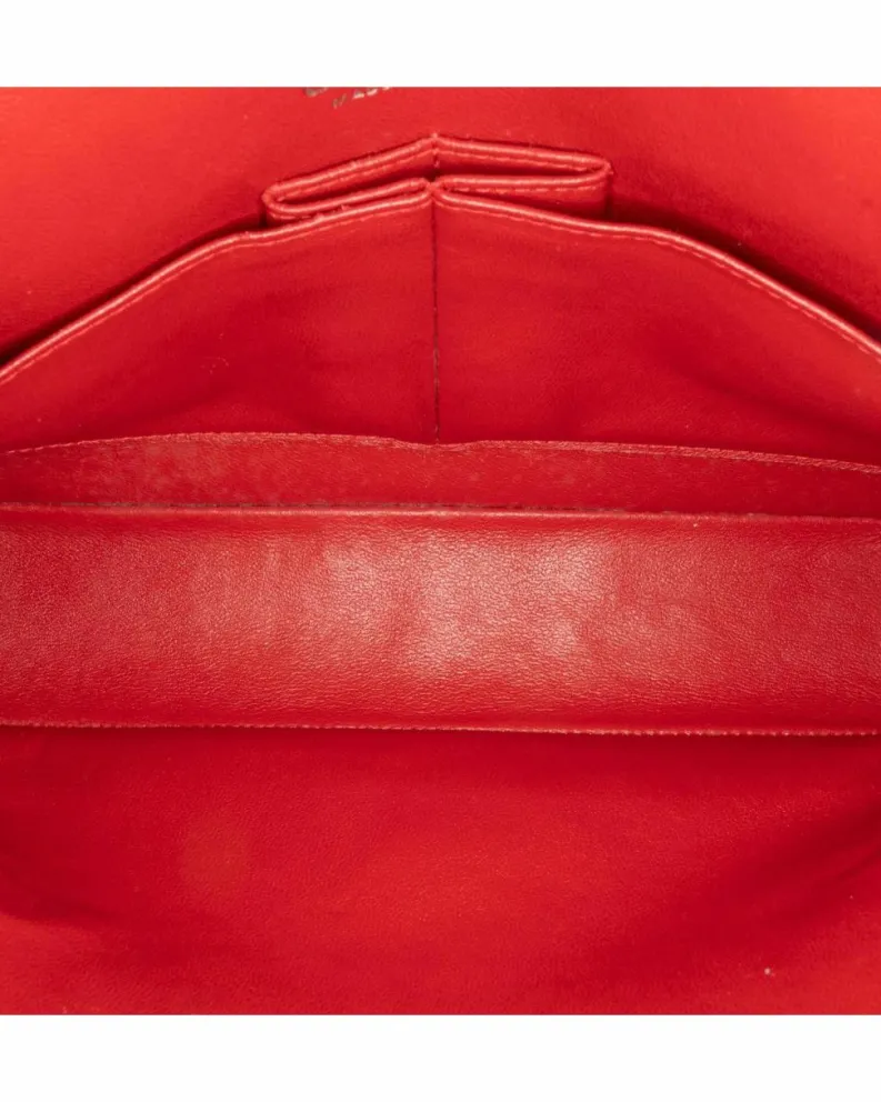 Shoulder Bags*Chanel Preloved Medium Classic Jersey Double Flap Shoulder Bag with Quilted Red