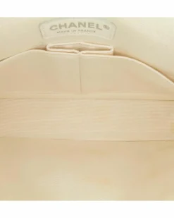 Shoulder Bags*Chanel Preloved Medium Classic Printed Grosgrain Double Flap Shoulder Bag White