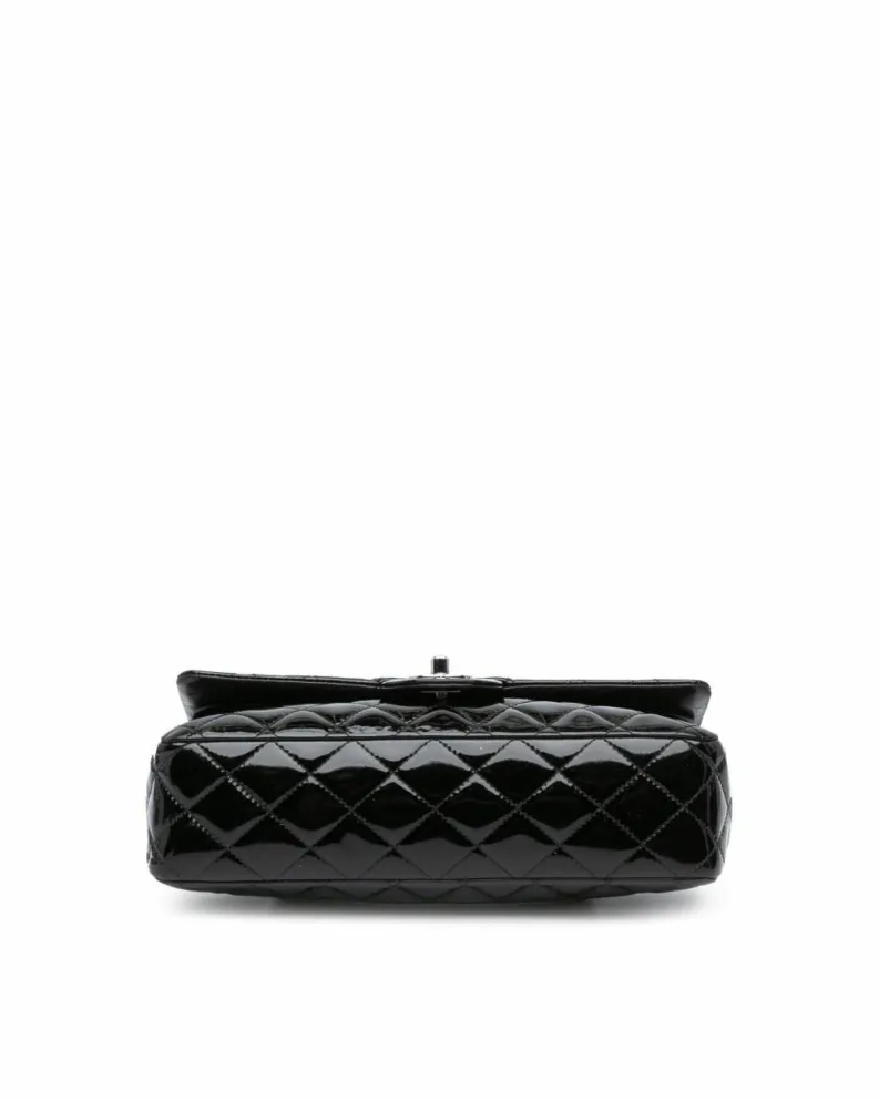 Shoulder Bags*Chanel Preloved Medium Classic Patent Double Flap Shoulder Bag with Quilted Black