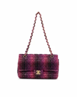 Shoulder Bags*Chanel Preloved Medium Classic Tweed Double Flap Shoulder Bag with Purple