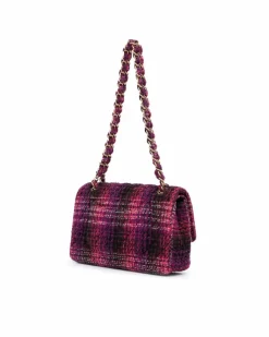 Shoulder Bags*Chanel Preloved Medium Classic Tweed Double Flap Shoulder Bag with Purple