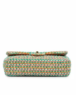 Shoulder Bags*Chanel Preloved Medium Classic Tweed Double Flap Shoulder Bag with Green