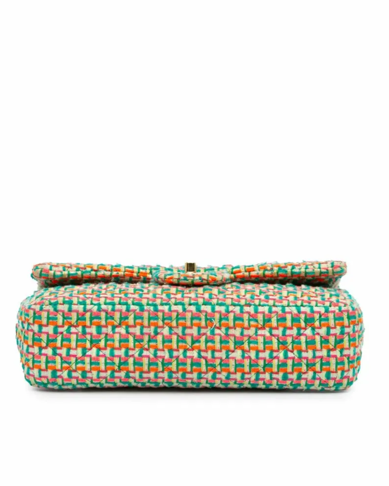 Shoulder Bags*Chanel Preloved Medium Classic Tweed Double Flap Shoulder Bag with Green