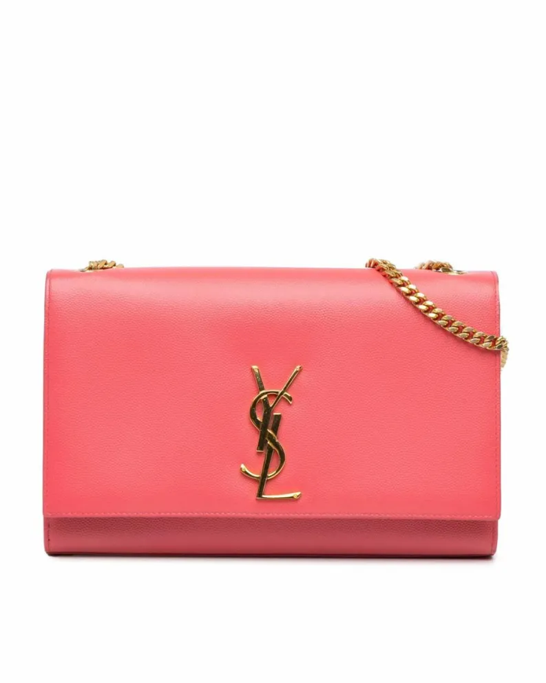Cross-Body Bags*Saint Laurent Preloved Medium Grain De Poudre Monogram Kate Crossbody Bag with Pink