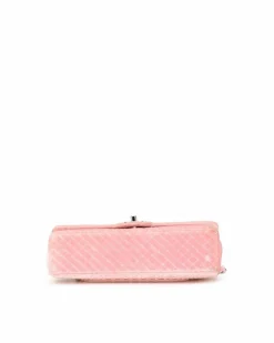 Shoulder Bags*Chanel Preloved Medium Micro Quilted Velvet CC Flap Shoulder Bag with Pink