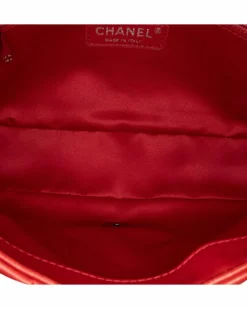 Shoulder Bags*Chanel Preloved Medium Quilted Lambskin Leather Flap Shoulder Bag with Chain Red