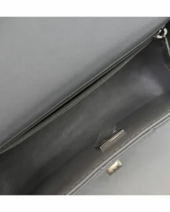 Shoulder Bags*Chanel Preloved Metallic Leather Shoulder Bag with Chain Straps and Twist Silver
