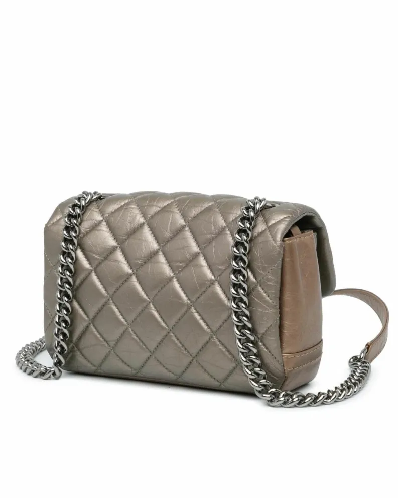 Cross-Body Bags*Chanel Preloved Metallic Quilted Lambskin Crossbody Bag Crossbody Bag - Brown