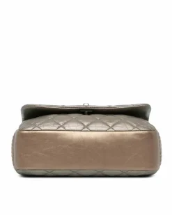 Cross-Body Bags*Chanel Preloved Metallic Quilted Lambskin Crossbody Bag Crossbody Bag - Brown