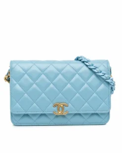 Cross-Body Bags*Chanel Preloved Mini Classic Double Flap Crossbody Bag in Light Blue