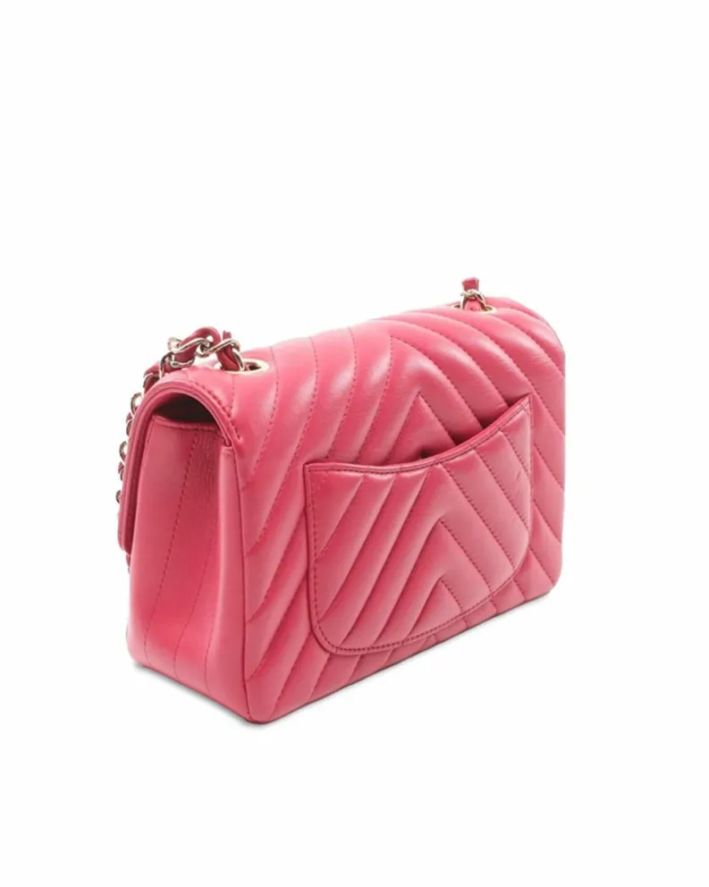 Cross-Body Bags*Chanel Preloved Mini Flap Bag Chevron Quilted Lambskin Leather Crossbody Bag Pink