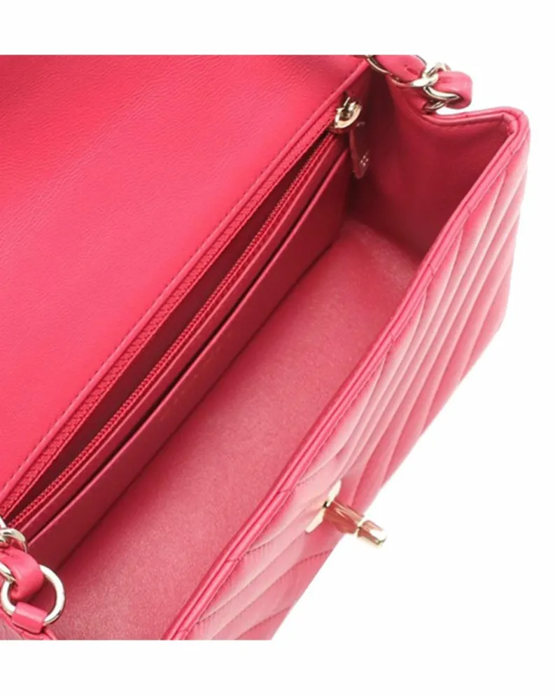 Cross-Body Bags*Chanel Preloved Mini Flap Bag Chevron Quilted Lambskin Leather Crossbody Bag Pink