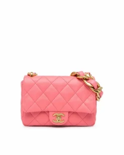 Shoulder Bags*Chanel Preloved Mini Flap Bag Lambskin Leather Shoulder Bag Authentic Pink