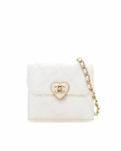 Cross-Body Bags*Chanel Preloved Mini Flap Bag with Heart-Shaped Clasp - Lambskin White