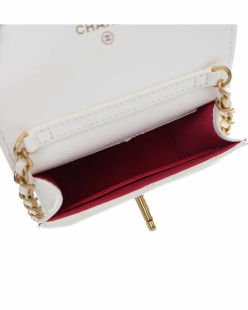 Cross-Body Bags*Chanel Preloved Mini Flap Bag with Heart-Shaped Clasp - Lambskin White