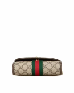 Cross-Body Bags*Gucci Preloved Mini GG Supreme Rajah Web Chain Crossbody Bag with Chain Brown