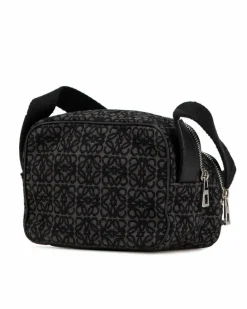 Cross-Body Bags*LOEWE Preloved Mini Jacquard Crossbody Camera Bag with Leather Trim Black