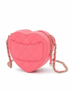 Cross-Body Bags*Chanel Preloved Mini Lambskin Heart Crossbody Bag with CC Turn-Lock Closure Pink