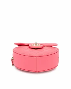 Cross-Body Bags*Chanel Preloved Mini Lambskin Heart Crossbody Bag with CC Turn-Lock Closure Pink