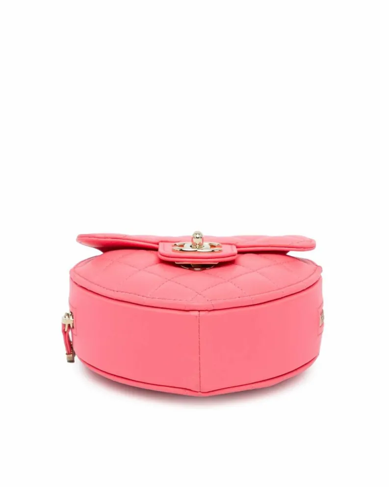 Cross-Body Bags*Chanel Preloved Mini Lambskin Heart Crossbody Bag with CC Turn-Lock Closure Pink