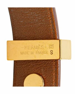 Bracelets*Hermes Preloved Mini Leather Dog Anneaux Wrap Bracelet with Gold-Plated Brown
