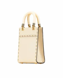 Tote Bags*Fendi Preloved Mini Leather Sunshine Shopper Tote with Acrylic Handles White