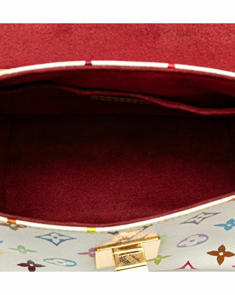 Shoulder Bags*Louis Vuitton Preloved Mini Lin Multicolor Shoulder Bag White