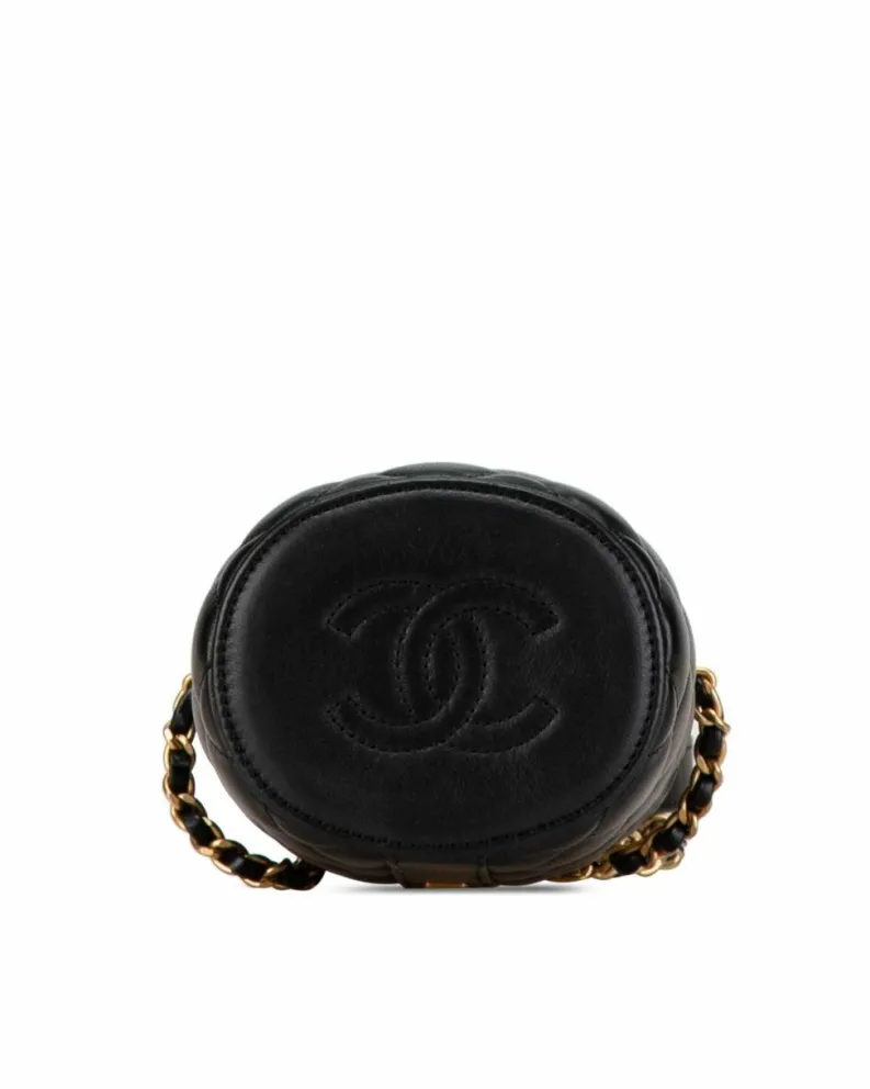 Cross-Body Bags*Chanel Preloved Mini Quilted Lambskin Leather Crossbody Bag with Chain Strap Black