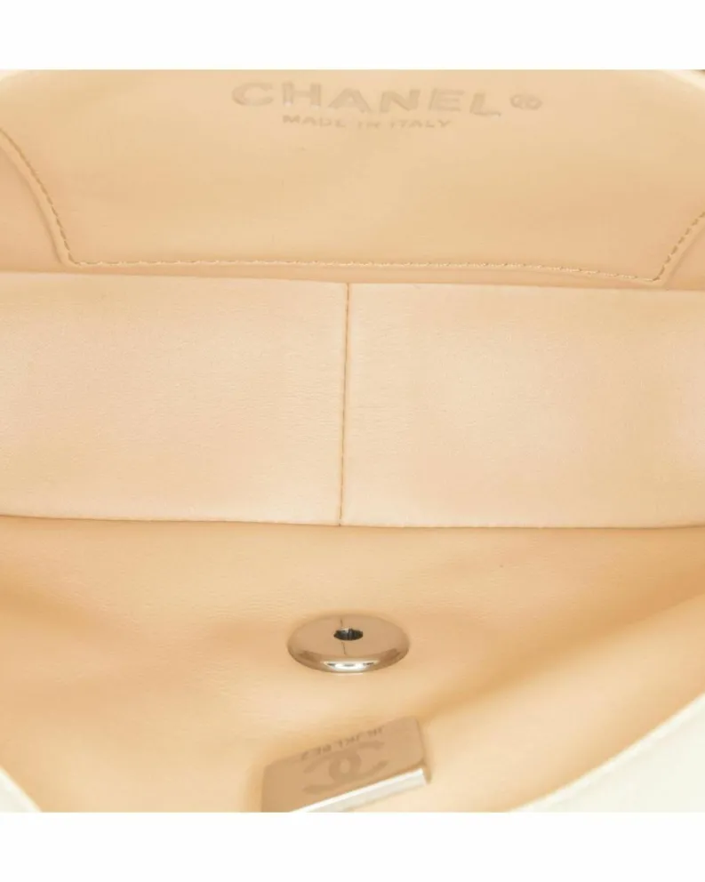 Cross-Body Bags*Chanel Preloved Mini Quilted Lambskin Chain Rows Flap Crossbody Bag with White