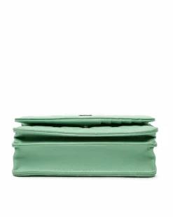 Shoulder Bags*Chanel Preloved Mini Quilted Lambskin Wallet On Chain with Woven Shoulder Green