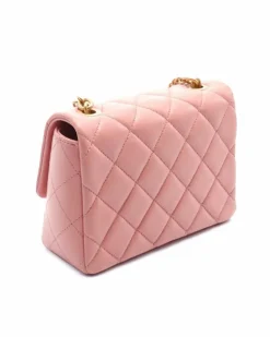 Cross-Body Bags*Chanel Preloved Mini Quilted Lambskin Chain Flap Crossbody Bag with CC Pink