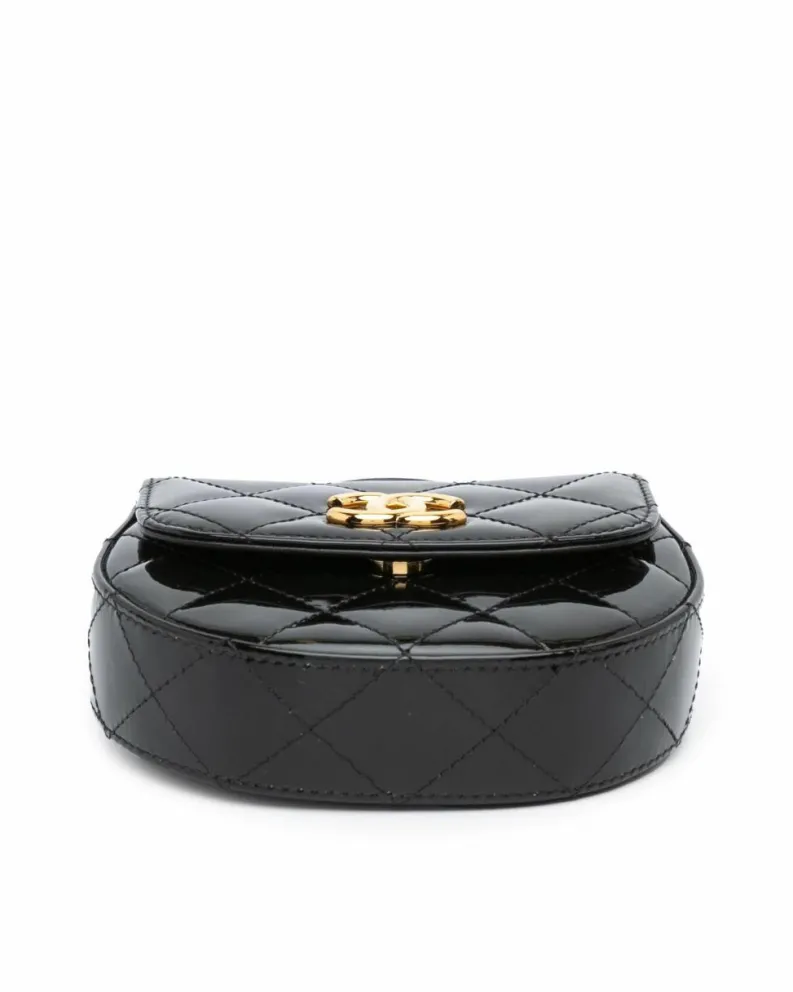 Clutch Bags*Chanel Preloved Mini Quilted Patent Leather Top Handle Clutch with Chain Black