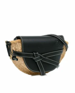Cross-Body Bags*LOEWE Preloved Mini Raffia Crossbody Bag with Leather Trim and Knotted Strap Brown