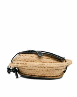 Cross-Body Bags*LOEWE Preloved Mini Raffia Crossbody Bag with Leather Trim and Knotted Strap Brown