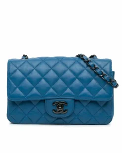 Cross-Body Bags*Chanel Preloved Mini Rectangular Classic Lambskin Crossbody Bag Blue