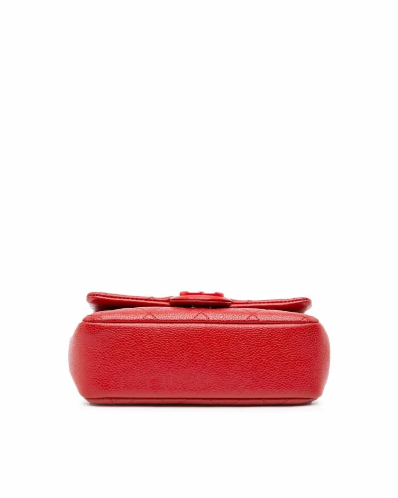 Cross-Body Bags*Chanel Preloved Mini Square Caviar Incognito Flap Crossbody Bag with CC Red