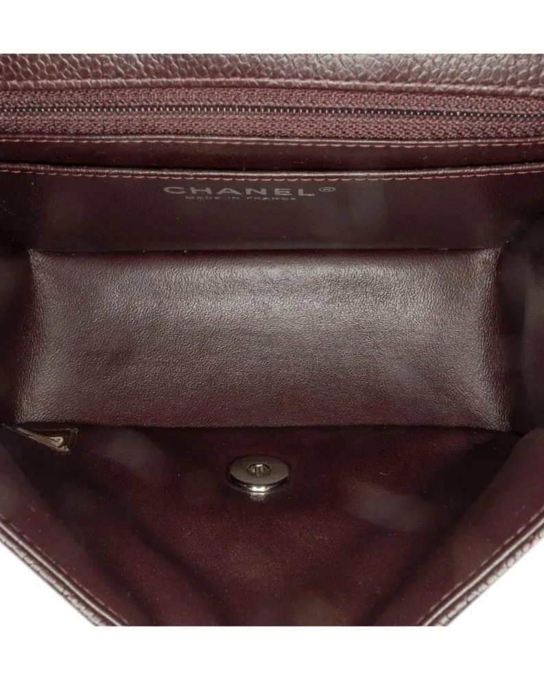 Cross-Body Bags*Chanel Preloved Mini Square Classic Caviar Leather Single Flap Crossbody Bag Brown