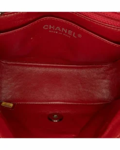 Cross-Body Bags*Chanel Preloved Mini Square Classic Caviar Single Flap Crossbody Bag Red
