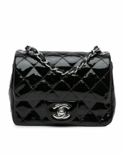 Cross-Body Bags*Chanel Preloved Mini Square Classic Patent Leather Crossbody Bag Black