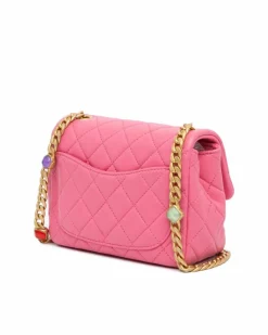 Cross-Body Bags*Chanel Preloved Mini Square Lambskin Pearl Flap Crossbody Bag Pink
